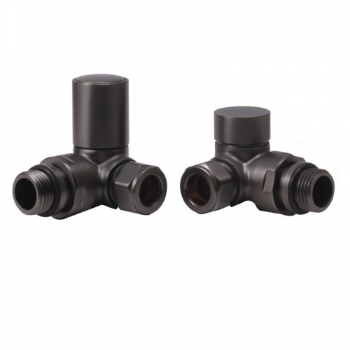 Patterned Matt Black Radiator Valves - Corner