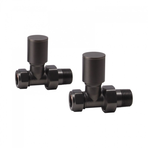 Patterned Matt Black Radiator Valves - Straight