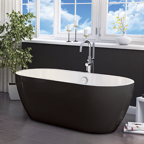 Freestanding Modern Double Ended Bath 1655mm (Black) - Manhattan By Voda Design