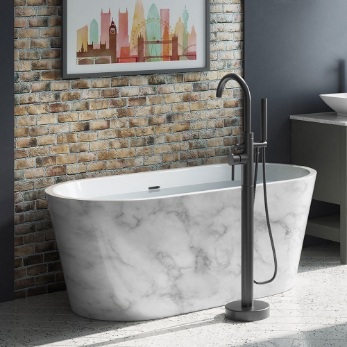 White Marble Freestanding Bath 1495x745mm - Indulgence By Voda Design