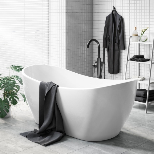 Synergy Bolsena 1800mm Freestanding Double Ended Bath & Black Freestanding Tap