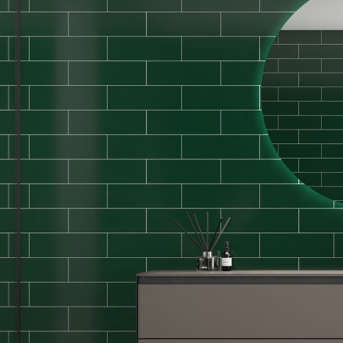 Fibo Urban - 2.4m x 0.6m Wall Panel - Bottle Green (Metro Brick) - Single