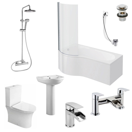 P Shape Shower Bath Suite - Zeya