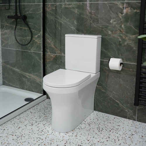 Comfort Height Rimless Fully Back to Wall Toilet with Cyclone Flush & Soft Close Seat - Empire By Voda Design
