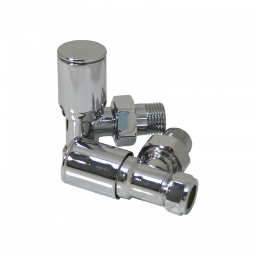 Patterned Chrome Radiator Valves - Angled
