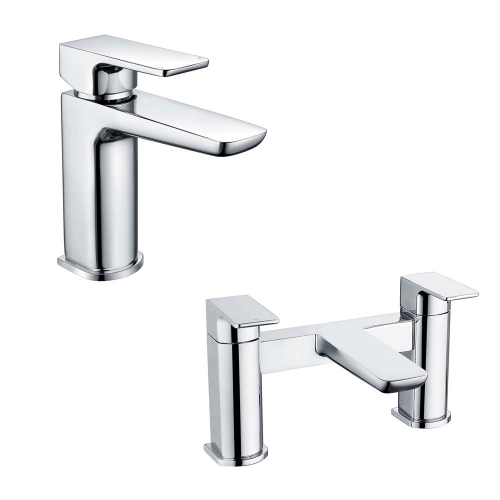 Basin & Bath Tap Set - Chrome Lever - By Voda Design