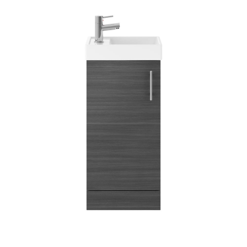 400mm Single Door FS Unit and Basin - Anthracite Woodgrain (CLOAK004)