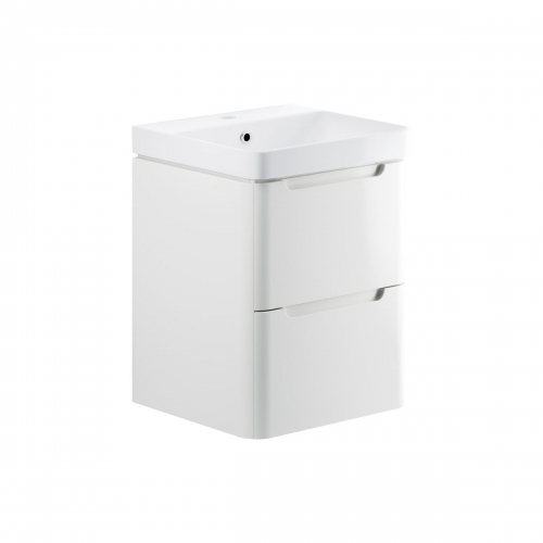 Freedom 500mm 2 Drawer Wall Hung Cloakroom Basin Unit - White Gloss
