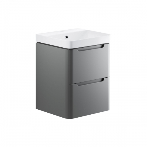 Freedom 500mm 2 Drawer Wall Hung Cloakroom Basin Unit - Matt Grey