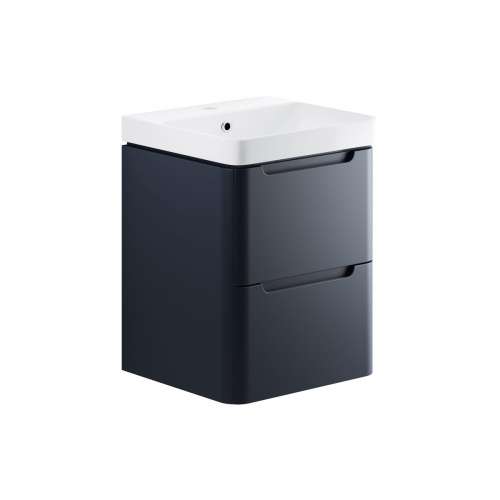 Freedom 500mm 2 Drawer Wall Hung Cloakroom Basin Unit - Matt Indigo