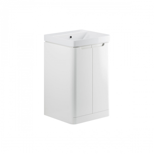 Freedom 500mm 2 Door Floor Standing Cloakroom Basin Unit - White Gloss