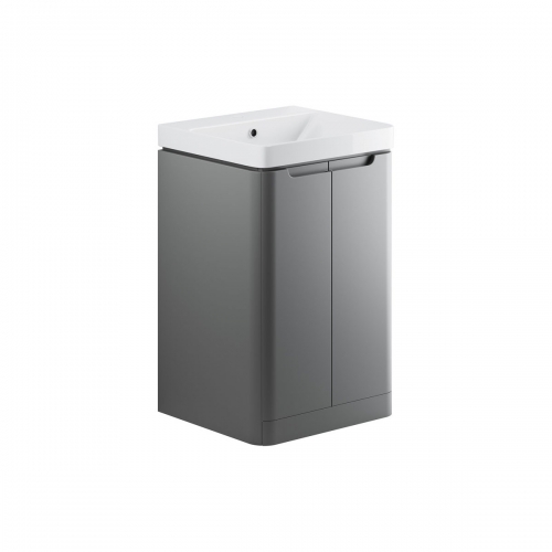 Freedom 500mm 2 Door Floor Standing Cloakroom Basin Unit - Matt Grey