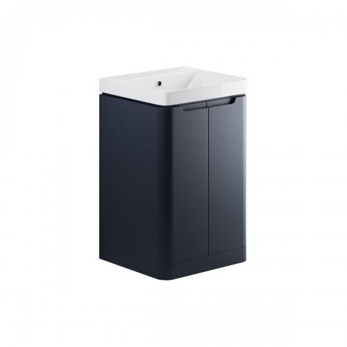 Freedom 500mm 2 Door Floor Standing Cloakroom Basin Unit - Matt Indigo
