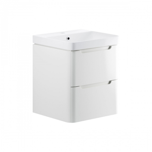 Freedom 605mm 2 Drawer Wall Hung Basin Unit - White Gloss