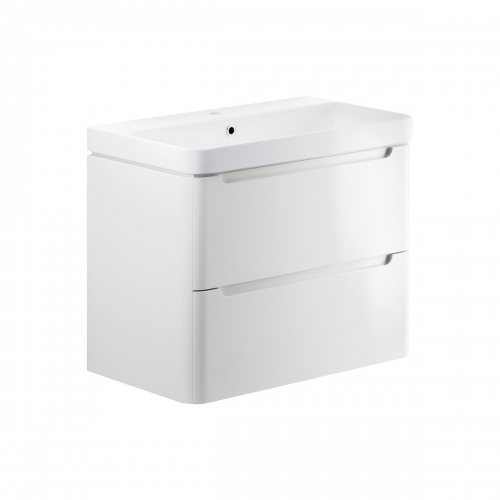 Freedom 805mm 2 Drawer Wall Hung Basin Unit - White Gloss