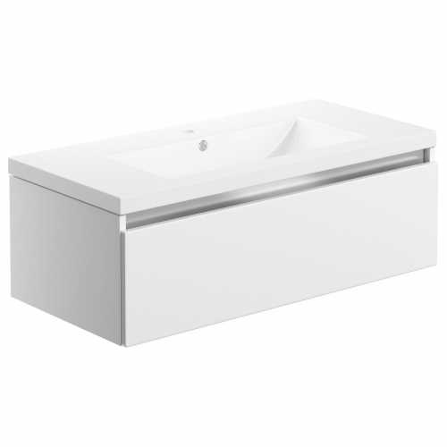Ashland 815mm 1 Drawer Wall Hung Basin Unit Inc. Basin - White Gloss