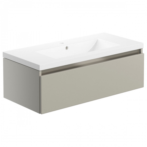 Ashland 815mm 1 Drawer Wall Hung Basin Unit Inc. Basin - Matt Latte