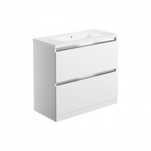Ashland 815mm 2 Drawer Floor Standing Basin Unit Inc. Basin - White Gloss