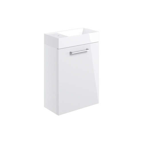 Turton 410mm Wall Hung 1 Door Basin Unit & 1TH Basin - White Gloss