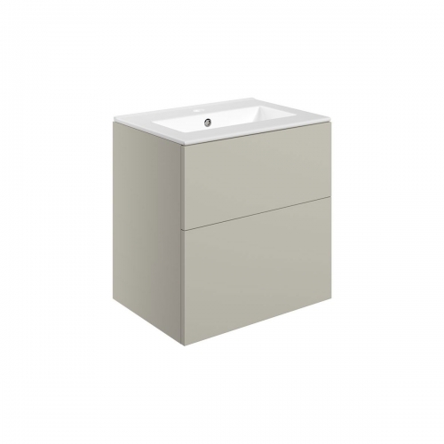 Hadleigh 610mm Wall Hung 2 Drawer Basin Unit & 1TH Basin - Matt Latte