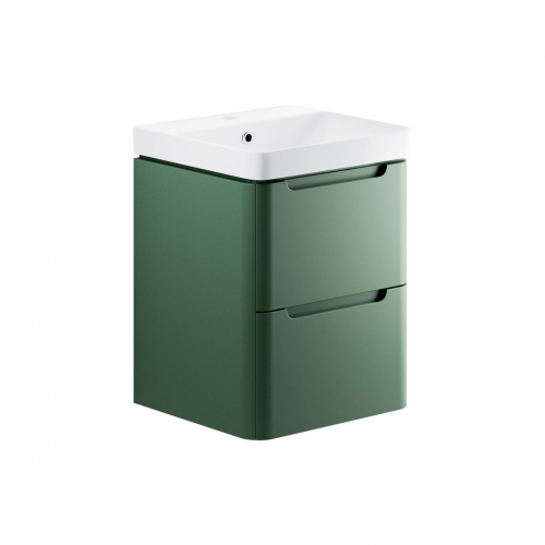 Freedom 500mm 2 Drawer Wall Hung Cloakroom Basin Unit - Matt Sage Green