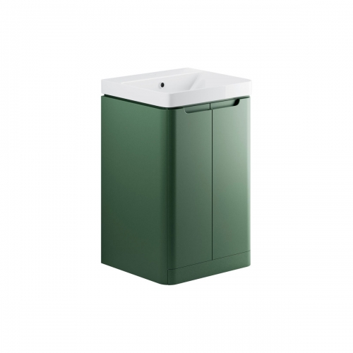 Freedom 500mm 2 Door Floor Standing Cloakroom Basin Unit - Matt Sage Green