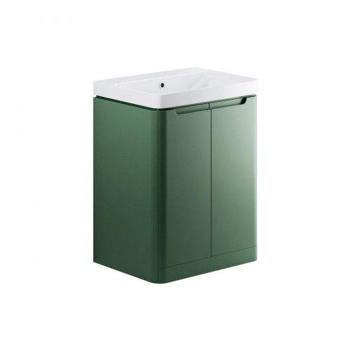 Freedom 605mm 2 Door Floor Standing Basin Unit - Matt Sage Green