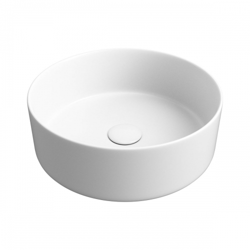 Aras 355mm Ceramic Round Washbowl & Waste - Matt White