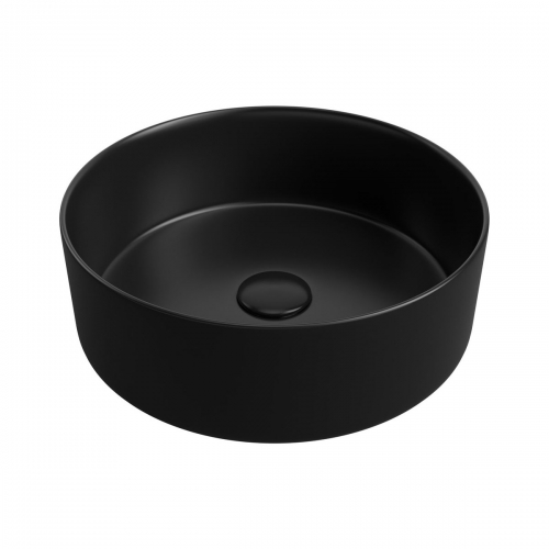 Aras 355mm Ceramic Round Washbowl & Waste - Matt Black
