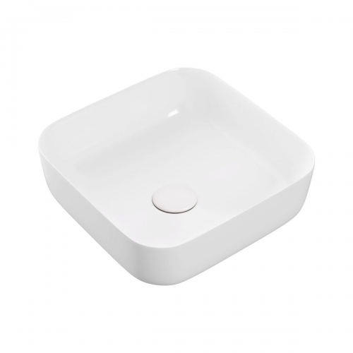 Aras 400mm Ceramic Square Washbowl & Waste - Matt White