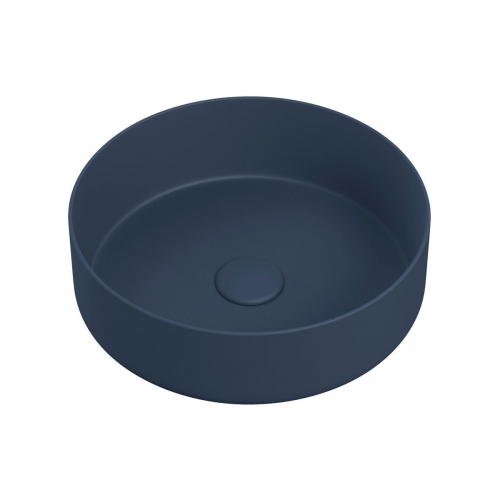 Aras 355mm Ceramic Round Washbowl & Waste - Matt Deep Blue