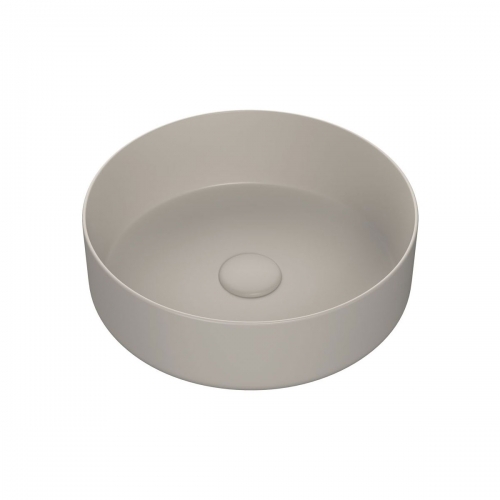 Aras 355mm Ceramic Round Washbowl & Waste - Matt Latte