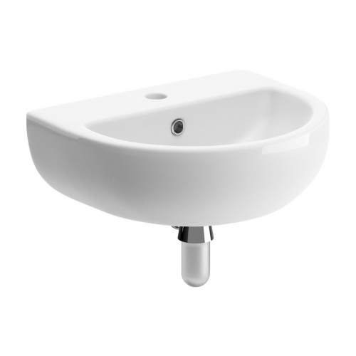 Series11 450x380mm 1TH Cloakroom Basin & Chrome Bottle Trap