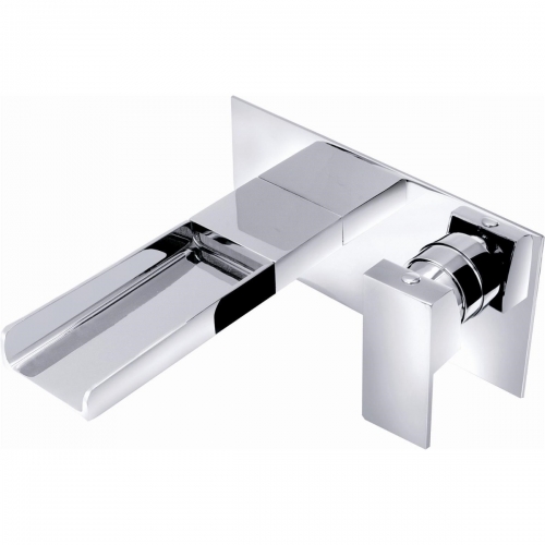 Wall Mounted Bath Tap With Waterfall Spout - Chrome - Dunk