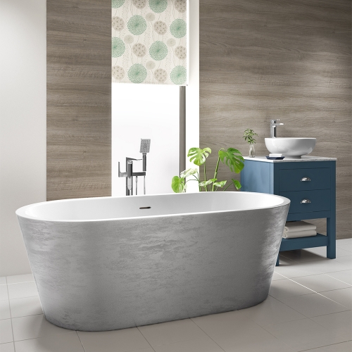 Silver Freestanding Bath 1800x820mm - Indulgence By Voda Design