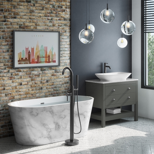 White Marble Freestanding Bath 1800x820mm - Indulgence By Voda Design