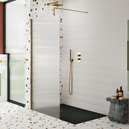 1000mm0 Fluted Wetroom Screen Inc' BAR - V-WETFRL18510BB