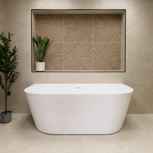 D Shape Back to Wall 1700 x 800mm Freestanding Bath - Curve By Voda Design