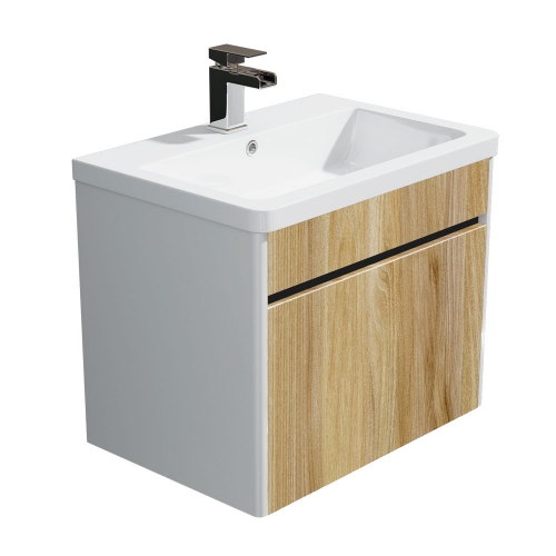 Synergy Float Driftwood 600mm Wall Mounted Vanity Unit and Basin 