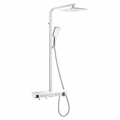 Synergy Gobi Thermostatic Shower with Fixed head and Handset - White