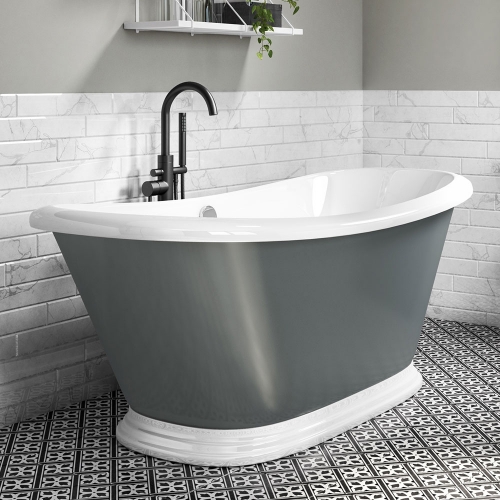 1770mm Traditional Grey Freestanding Bath - Boat By Voda Design