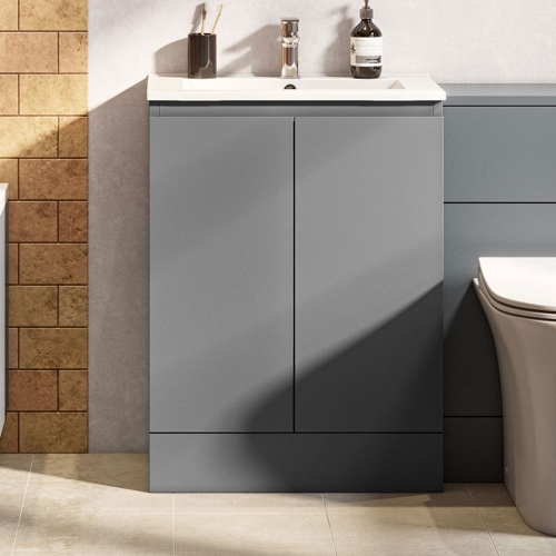 Waterproof 600mm Grey Vanity Unit with Basin