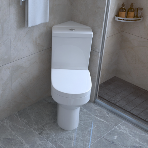 Close Coupled Rimless Corner Toilet With Soft Close Seat - By Voda Design