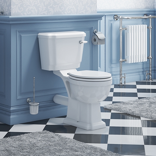 Traditional Close Coupled Toilet WC With Seat