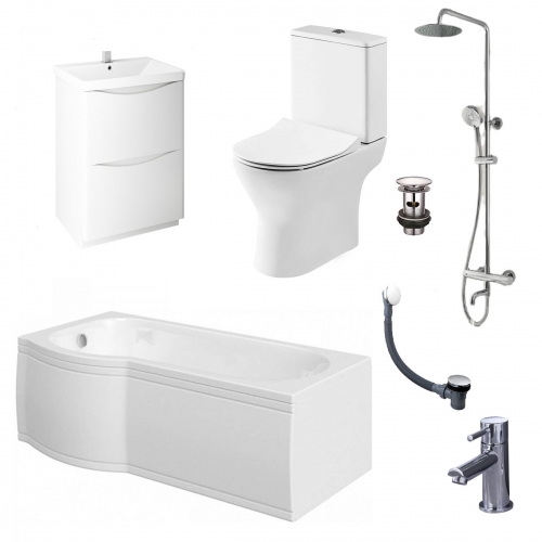 1700mm Shower Bath Complete Suite - Left Hand - VODASUITE15
