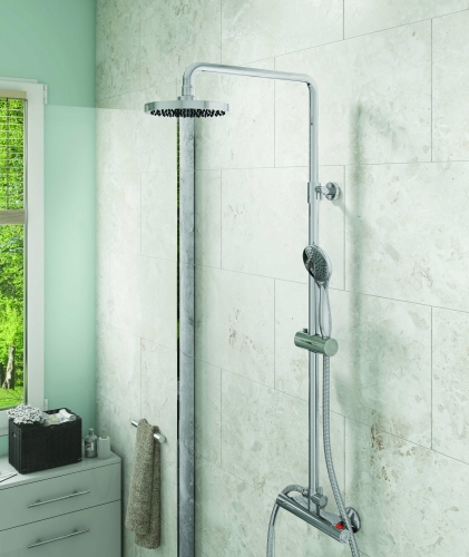 Chrome Thermostatic Round Bar Shower with Twin Shower Options 