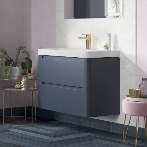 Freedom 805mm 2 Drawer Wall Hung Basin Unit - Matt Indigo