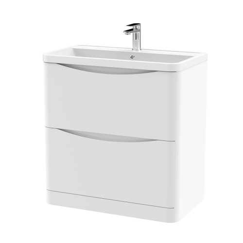 800mm F/S 2-Drawer Unit & Polymarble Basin - Satin White (ISLA003)