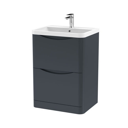 600mm F/S 2-Drawer Unit & Polymarble Basin - Soft Black (ISLA005)