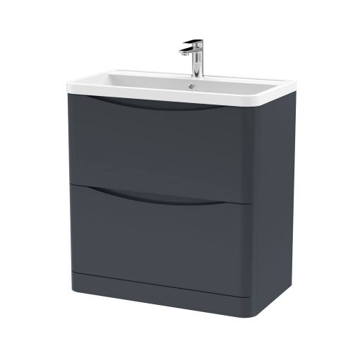 800mm F/S 2-Drawer Unit & Polymarble Basin - Soft Black (ISLA011)